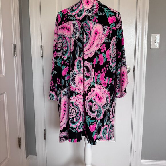 dear scarlett Floral Open Kimono, Size 3X, NWT, Paisley Floral w/ hot pink - Picture 3 of 9